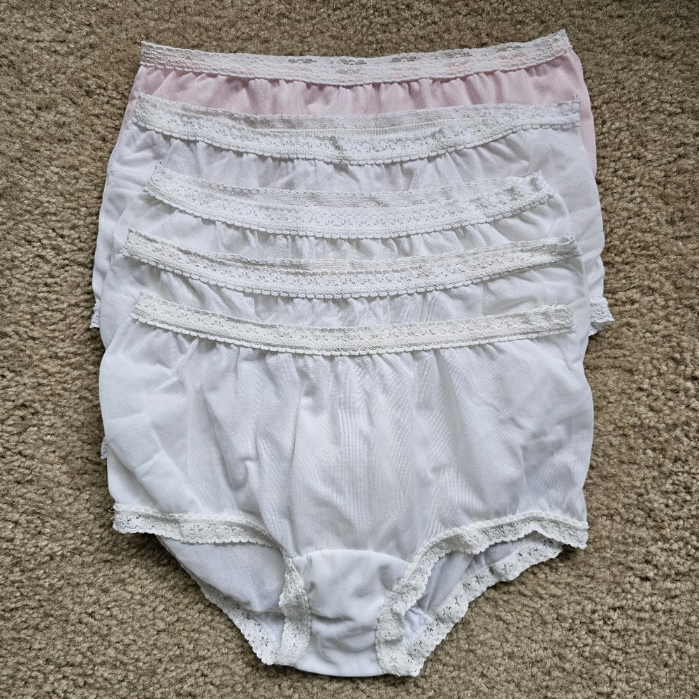 Vintage 80s semi sheer nylon high rise granny panties USA made size small